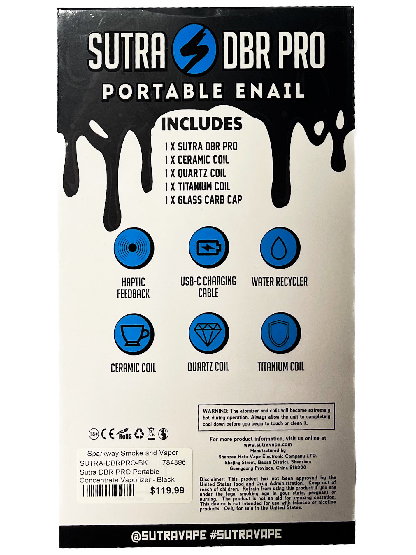 Sutra DBR PRO Portable Concentrate Vaporizer - Black