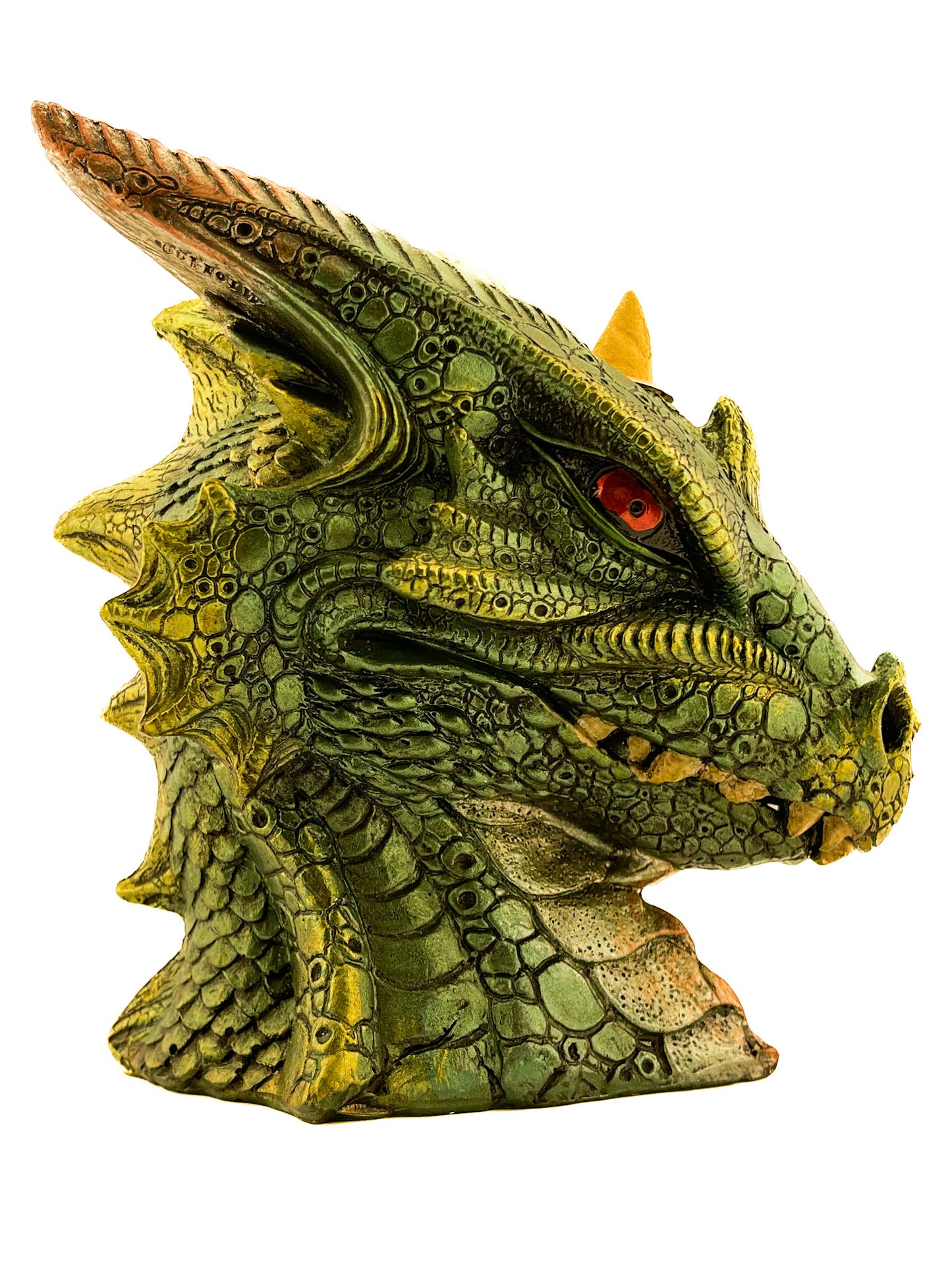 GREEN DRAGON BUST BACK FLOW INCENSE BURNER 10575