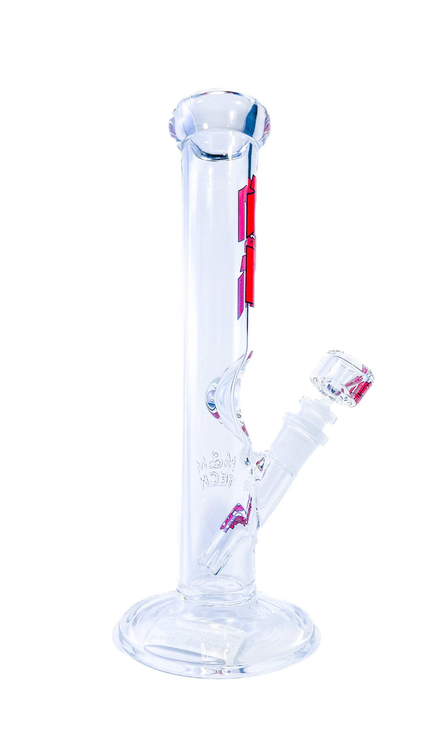 M&M Tech 12in Straight Waterpipe Red Logo