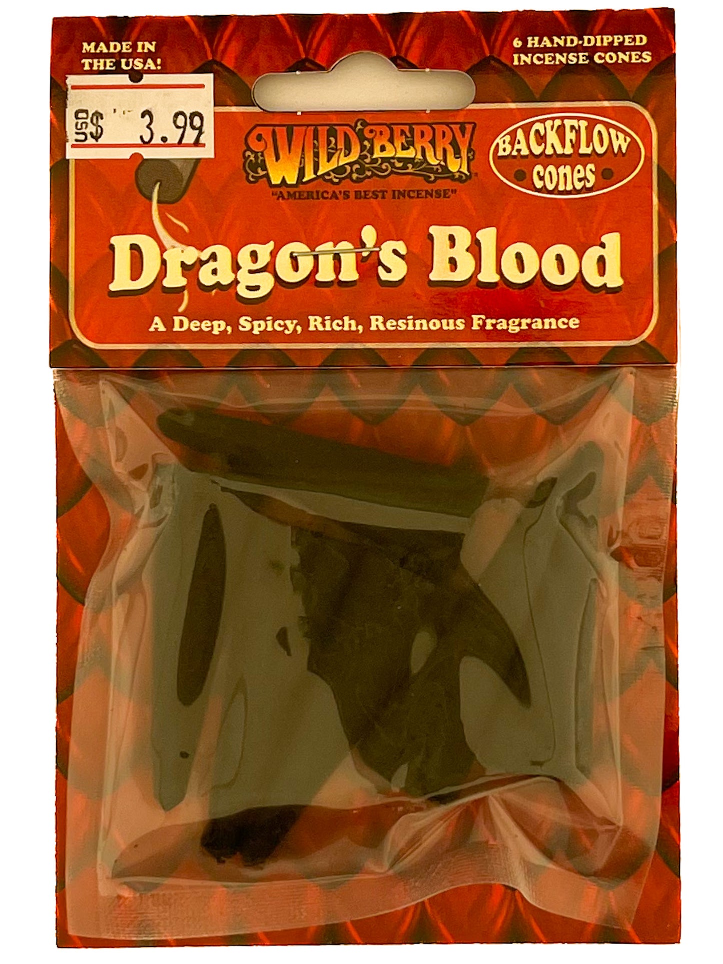 Wildberry Dragons Blood Backflow Incense Cones 6pc