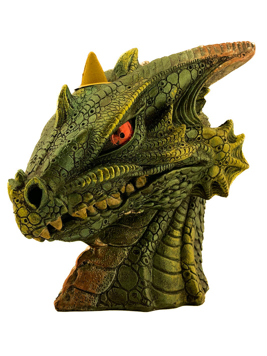 GREEN DRAGON BUST BACK FLOW INCENSE BURNER 10575
